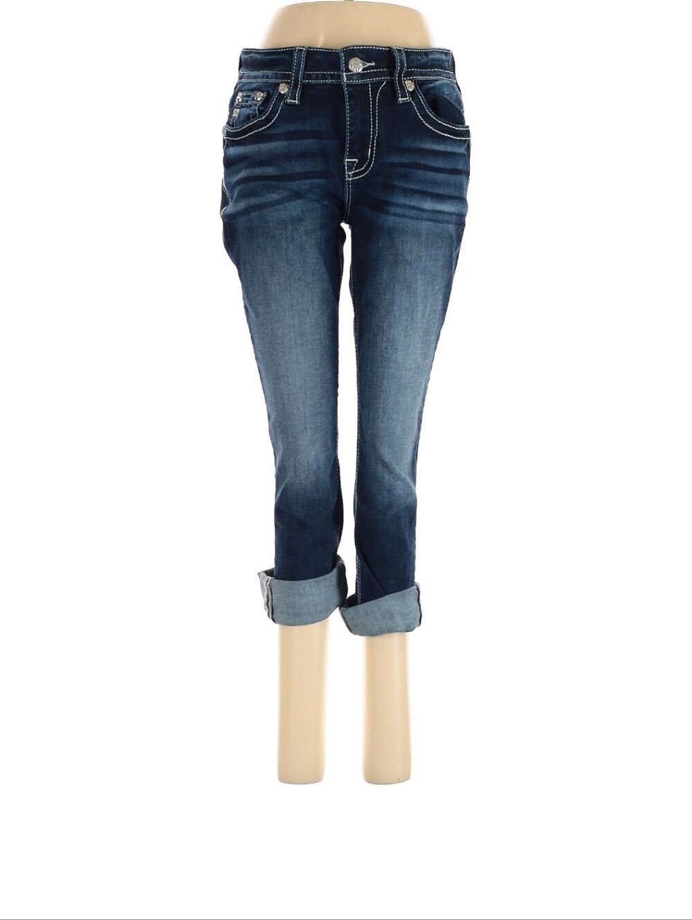 Miss Me Dark Blue Women’s Jeans with Contrast Stitching